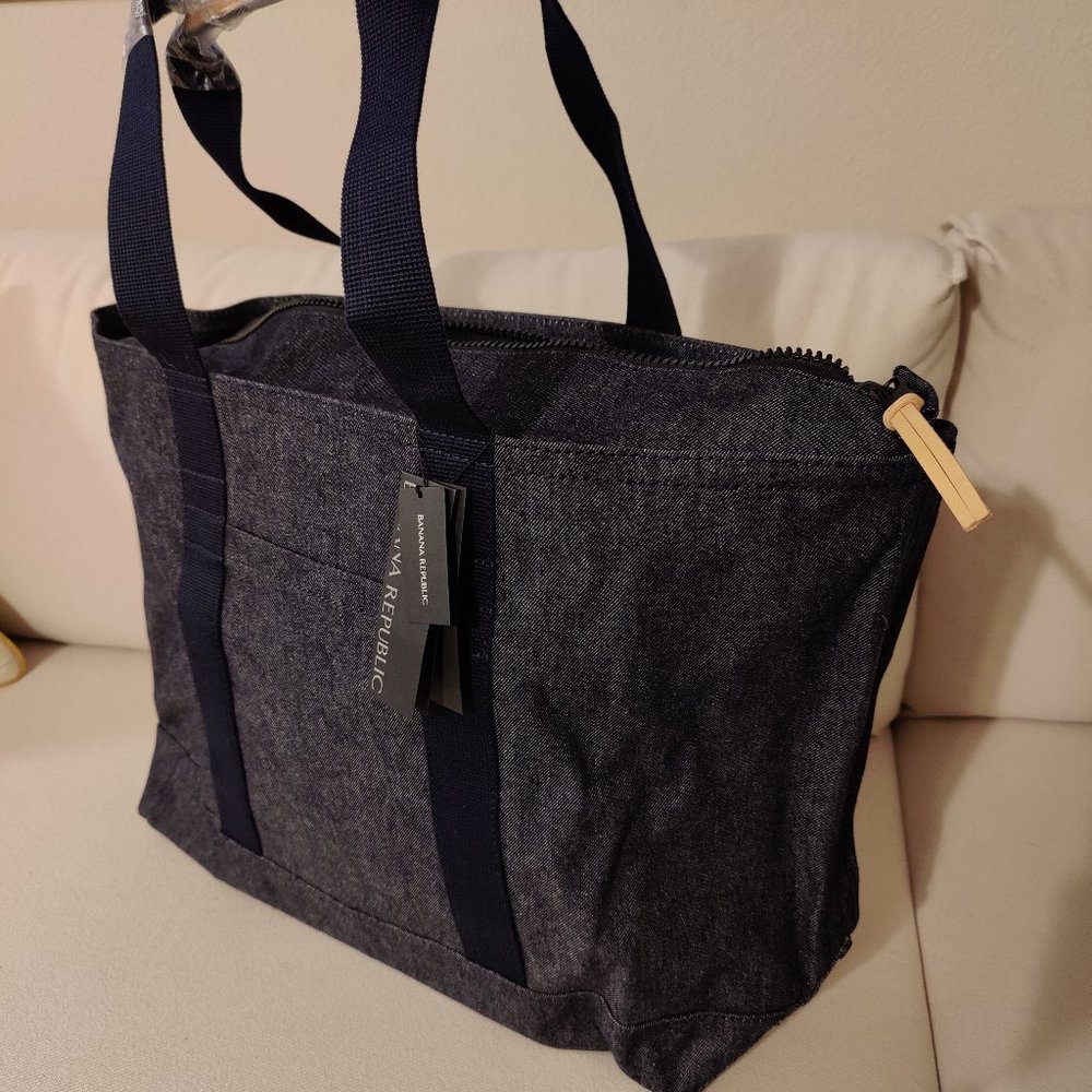 Banana Republic Factory Denim Tote w/Leather Handles